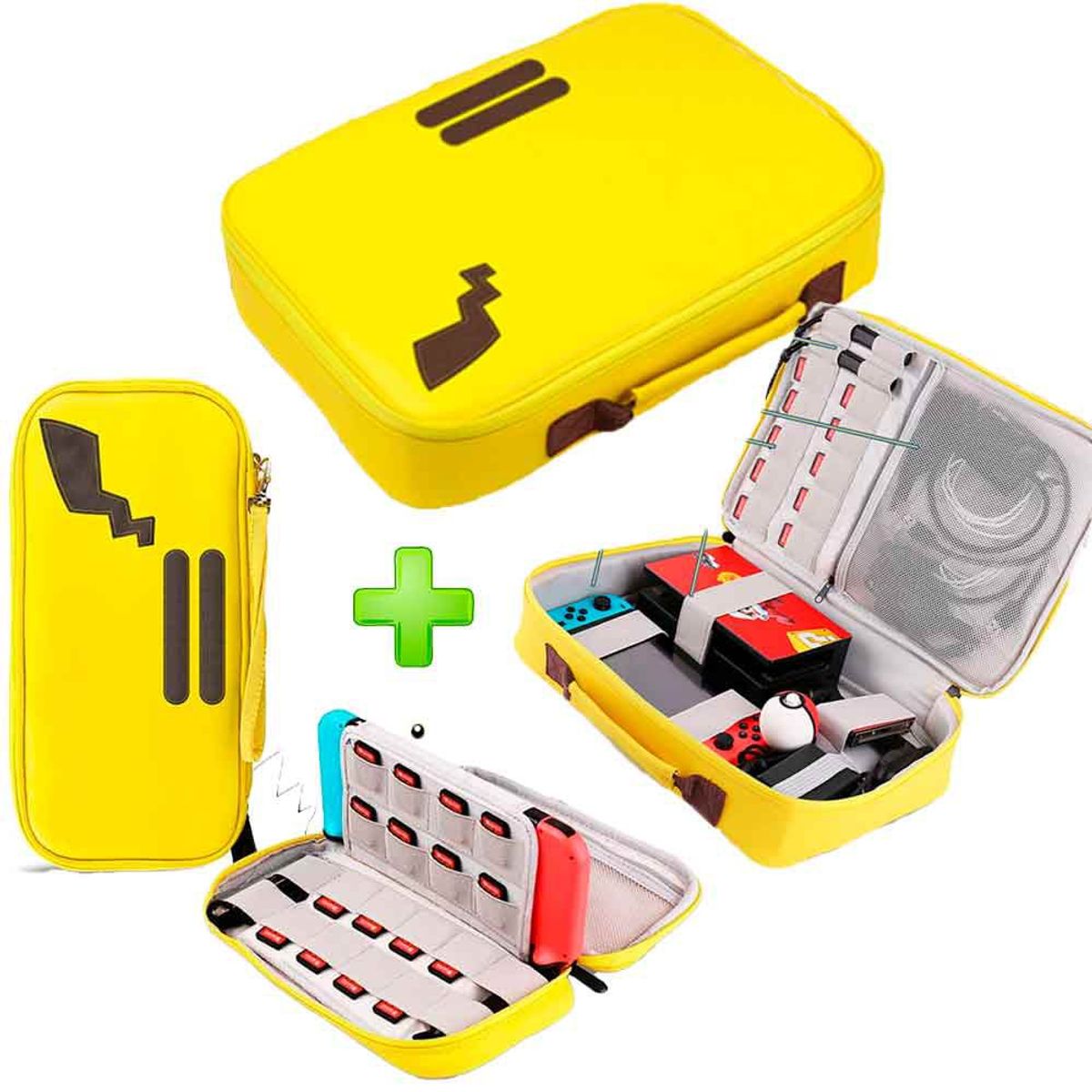 VARIOS - Pack Maleta para Nintendo Switch y Oled Pikachu + Estuche Amarillo