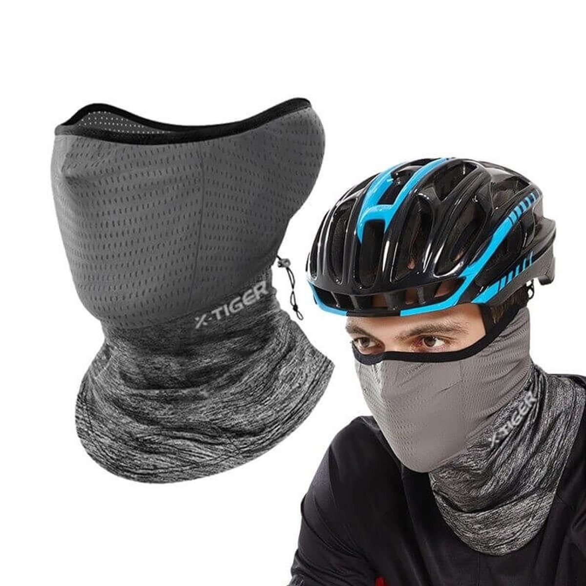 OEM - Pasamontaña X-TIGER DPMZ-24 Gris Ciclismo Cortaviento