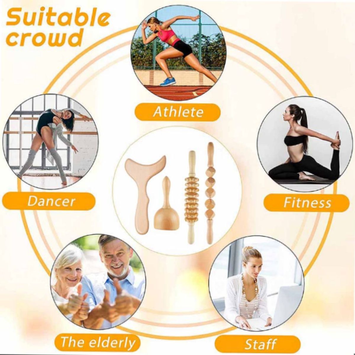 GENERICO - Set Masajeadores de madera para esculpir el cuerpo anticelulítico