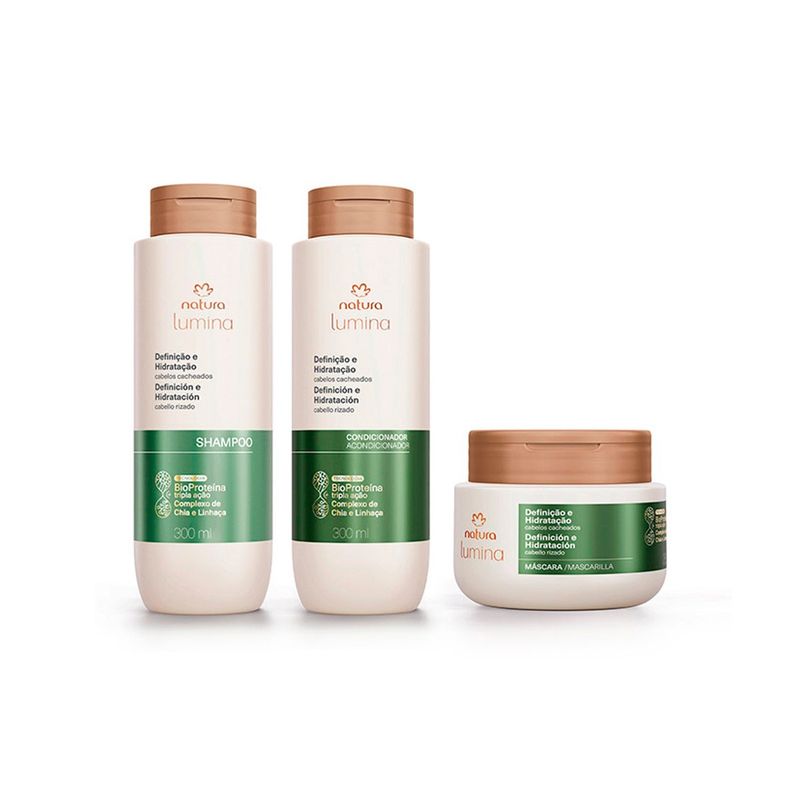 NATURA - Lumina Tratamiento Definicion Rizos Shampoo con Acondicionador y Mascarilla