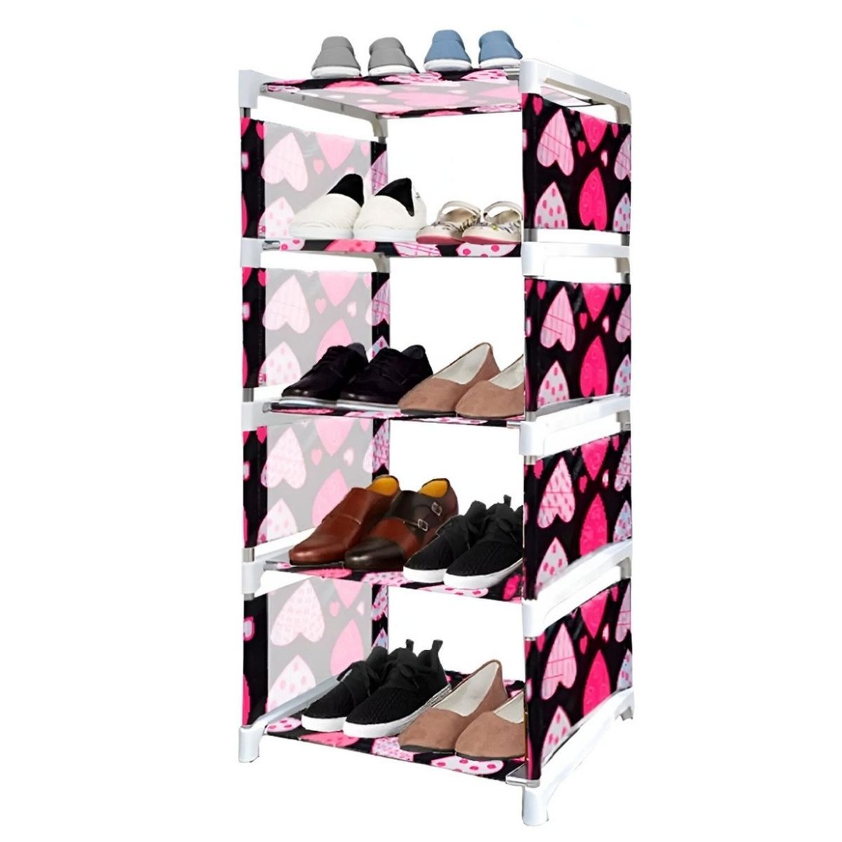 MINARI - Zapatera Organizador Estante 5 pisos Diseño Corazones Rosa 5TZ