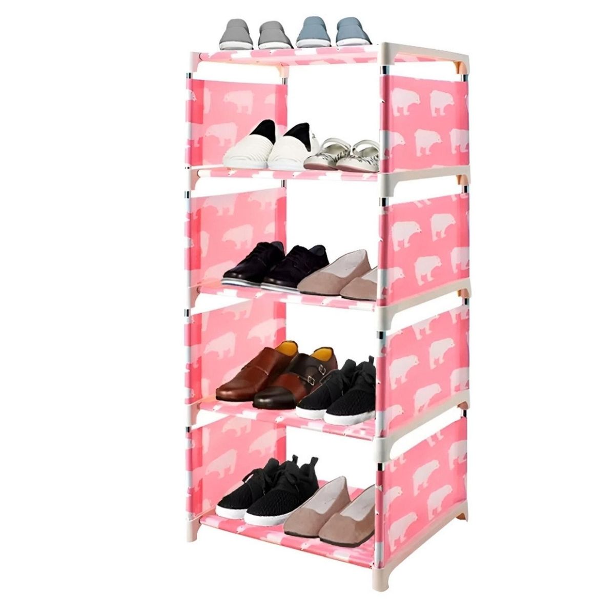 MINARI - Zapatera Organizador Estante 5 pisos Diseño Oso Polar Rosa 5TZ
