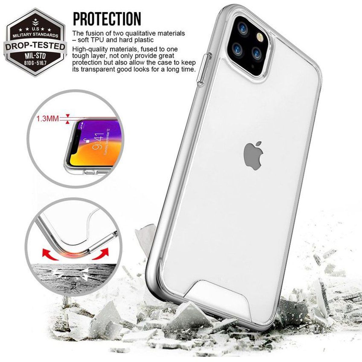 SPACE - Case Space Drop para iPone 11 Pro - Transparente