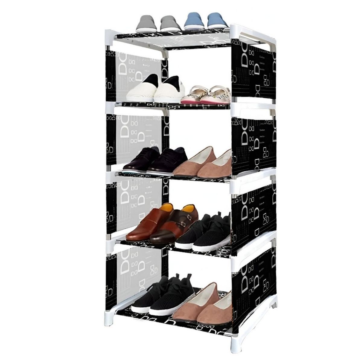 MINARI - Zapatera Organizador de Zapatos Estante 5 pisos Diseño DD Negro 5TZ