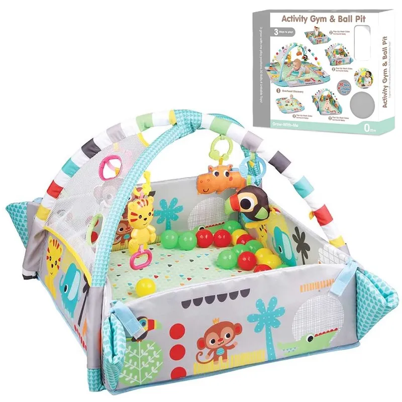 PEQUEÑAS TRAVESURAS - Gimnasio para Bebé 5 en 1 con Piscina de Pelotas