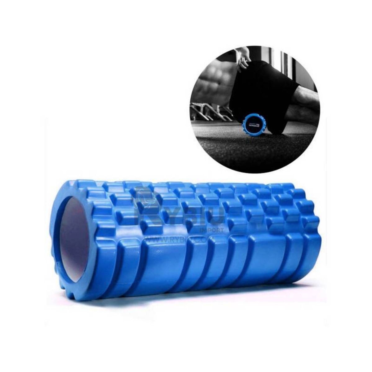 ALPHA GYM - Foam roller 33x15 cm rodillo de masajes terapia - AZUL