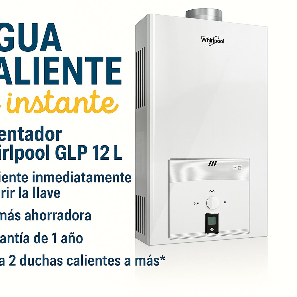 WHIRLPOOL - Calentador de Agua 12L Gas GLP Whirlpool WKL71322Q
