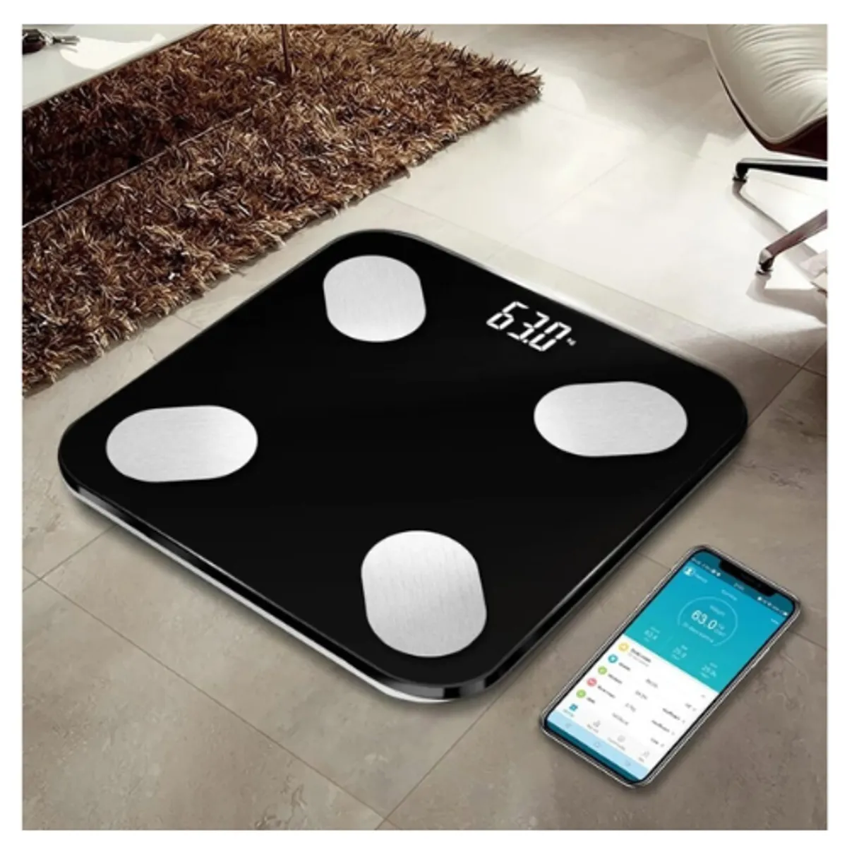 GENERICO - Balanza Digital Bluetooth Masa Corporal Peso Negro