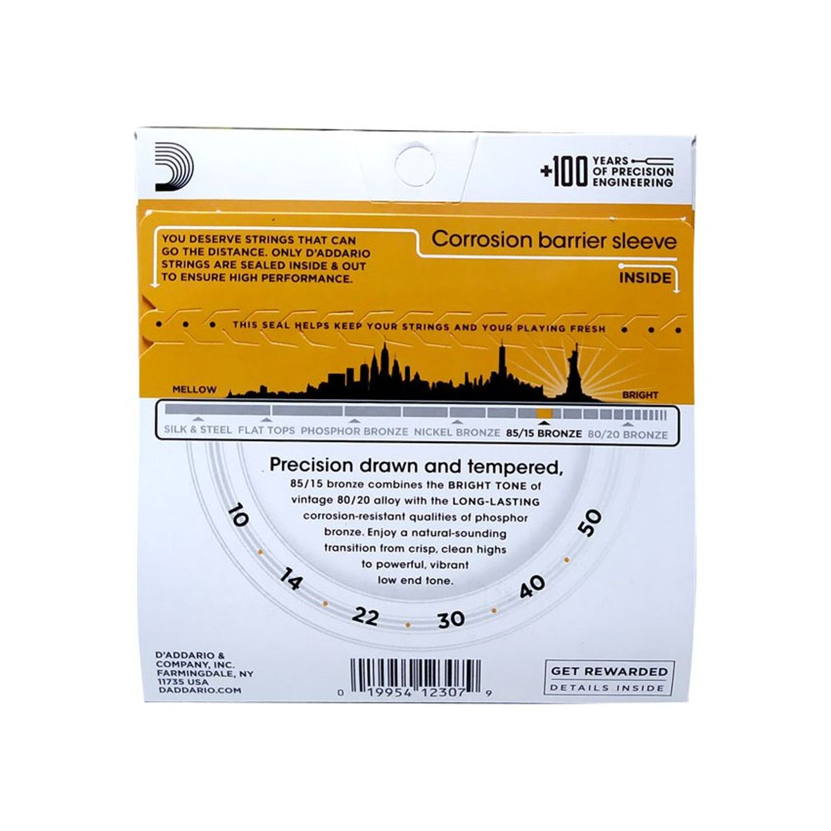 DADDARIO - D' addarío - cuerdas de metal para guitarra acustica - calibre 10