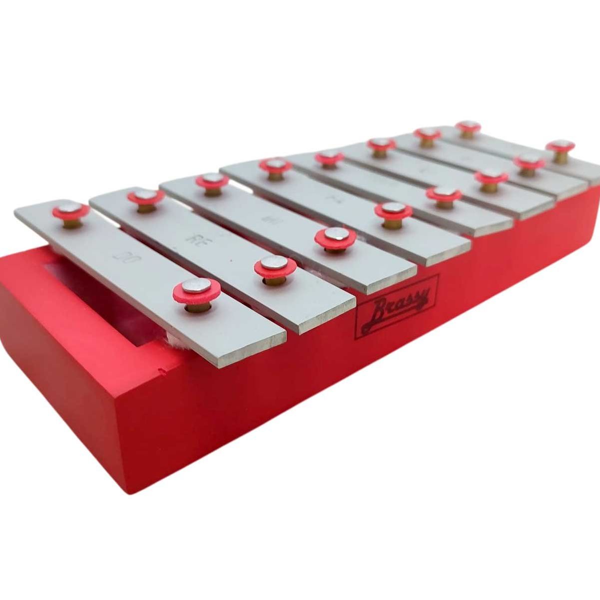 GENERICO - Xilofono Metalofono con base de madera 8 teclas 1/8 - Rojo
