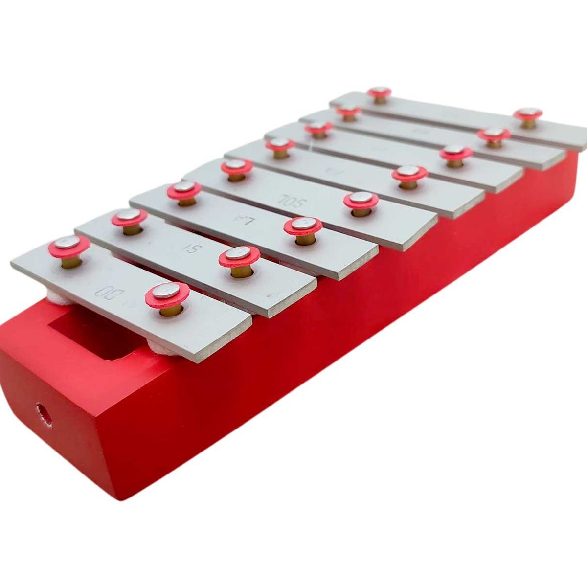 GENERICO - Xilofono Metalofono con base de madera 8 teclas 1/8 - Rojo