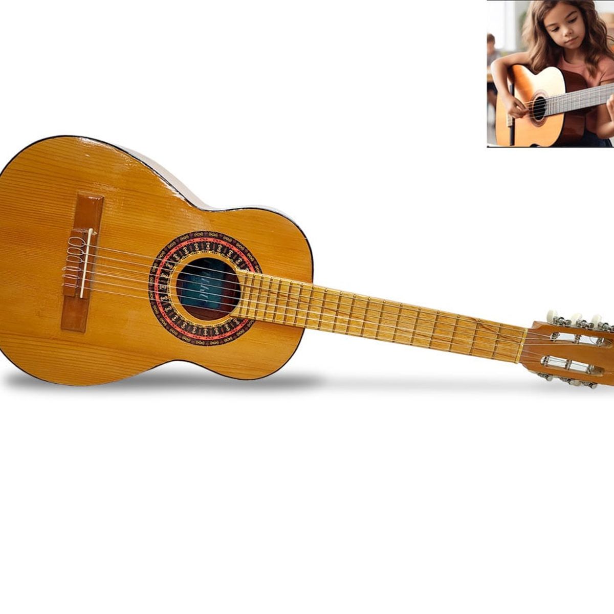 GENERICO - Guitarra Clasica con Acabado Rustico para Niño - Natural.