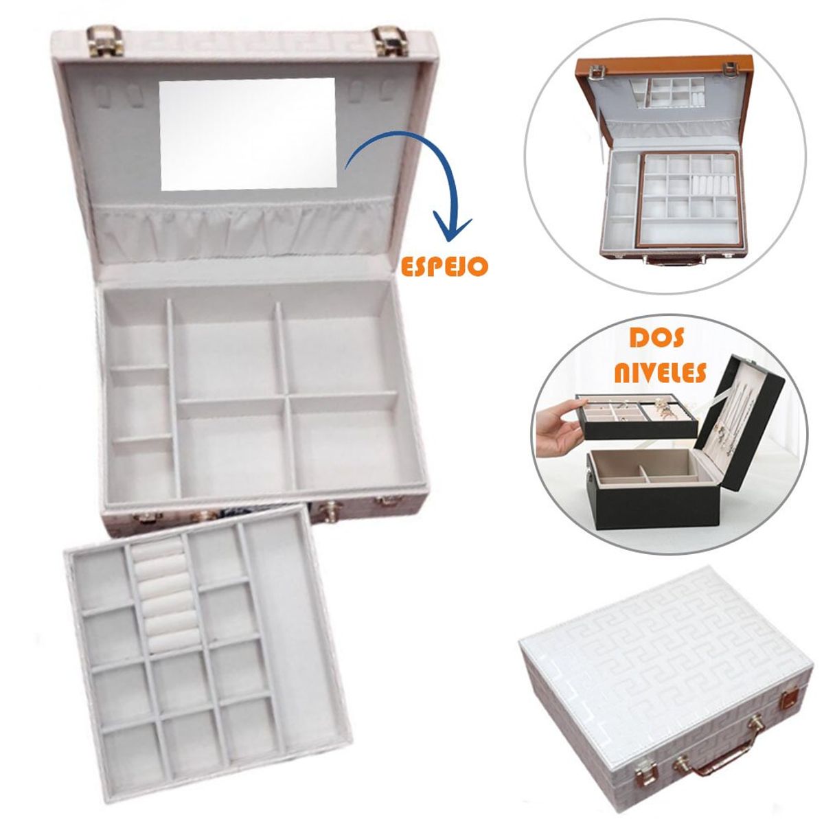 GENERICO - Organizador de joyas 2 niveles con espejo 1728