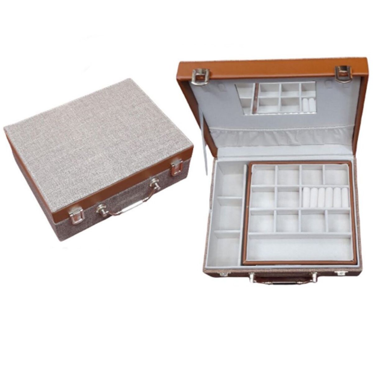 GENERICO - Organizador de joyas 2 niveles con espejo 1728