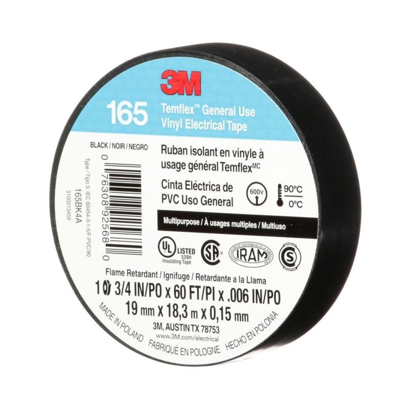 3M - Cinta Aislante Negro Temflex 19MMx18Mx015MM