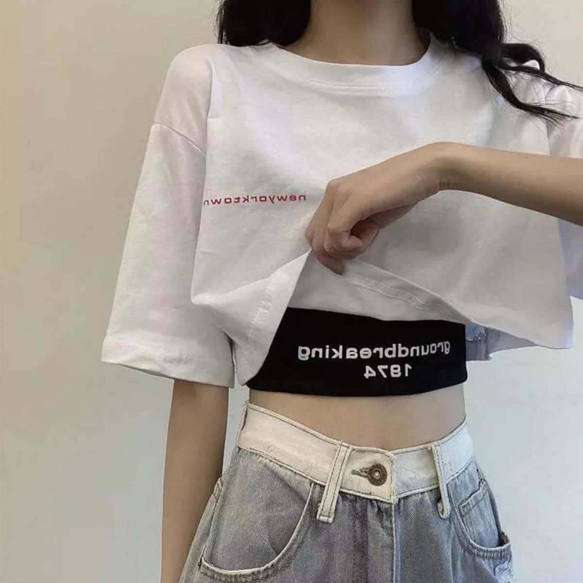 PEACE AND LOVE - Crop tTop Mujer PEACE AND LOVE