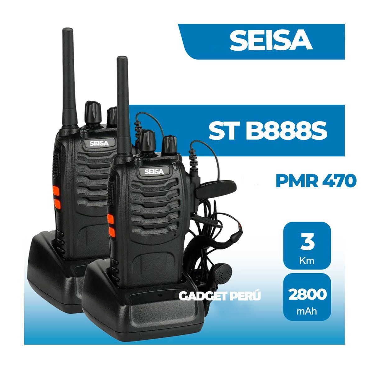 SEISA - Walkie Talkie Radio Pack 2 Unid Portatil Transmisor Receptor