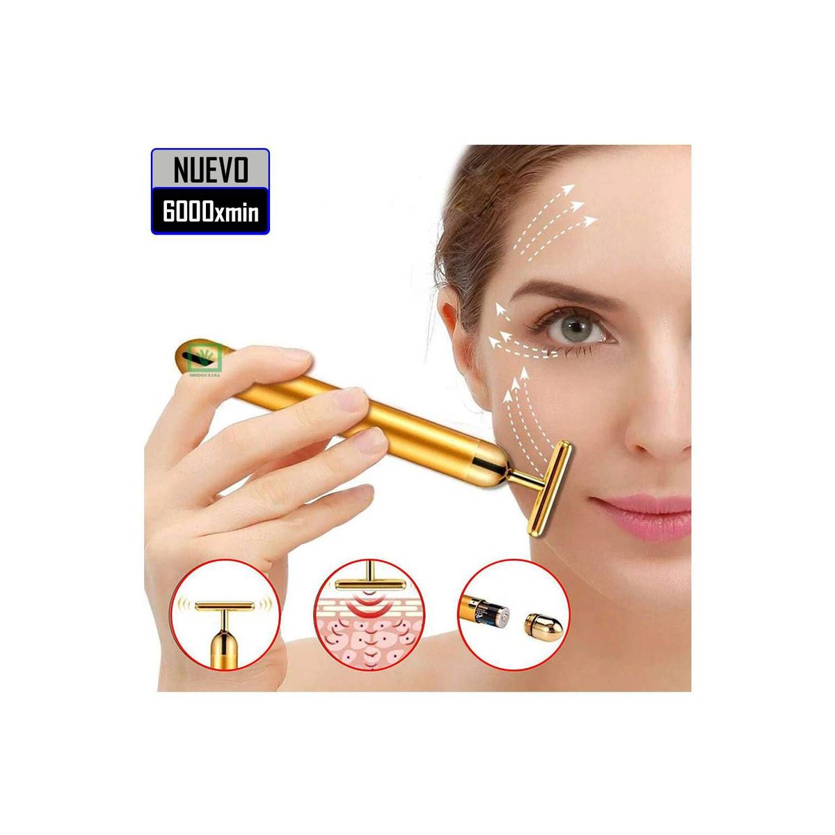 GENERICO - Rodillo Masajeador Facial de Vibración