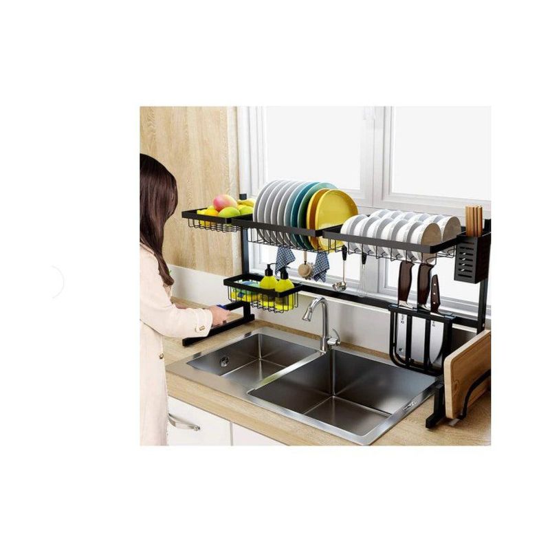 GENERICO - Escurridor y organizador de platos de acero inoxidable 85 cm