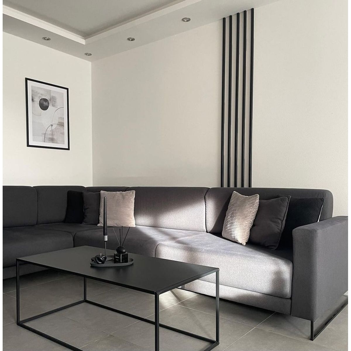 GENERICO - Mesa de centro rectangular negro 80x50x40