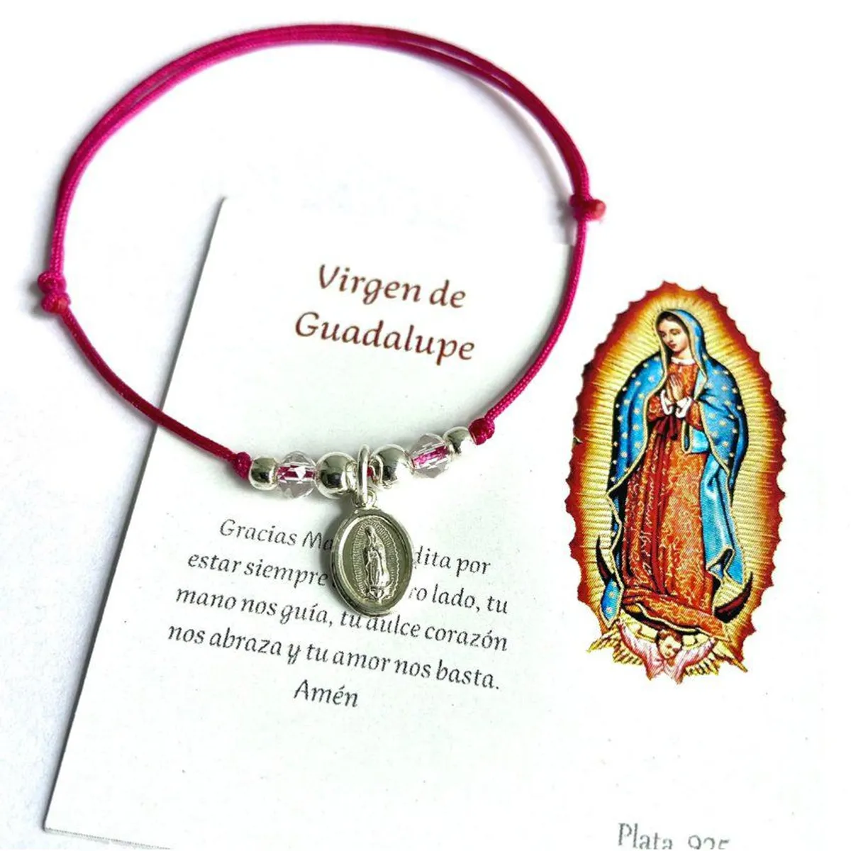 SANTORAL - Pulsera Virgen de Guadalupe - Hilo y Plata