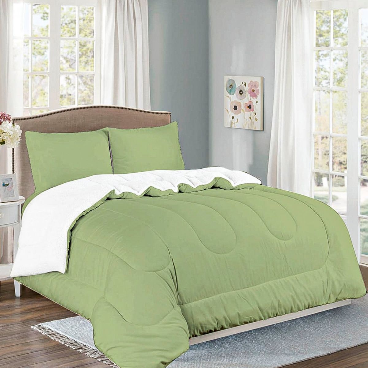 CASATEX - Edredón Acolchado Tela Carnero  100% Algodón 2 Plazas - VERDE