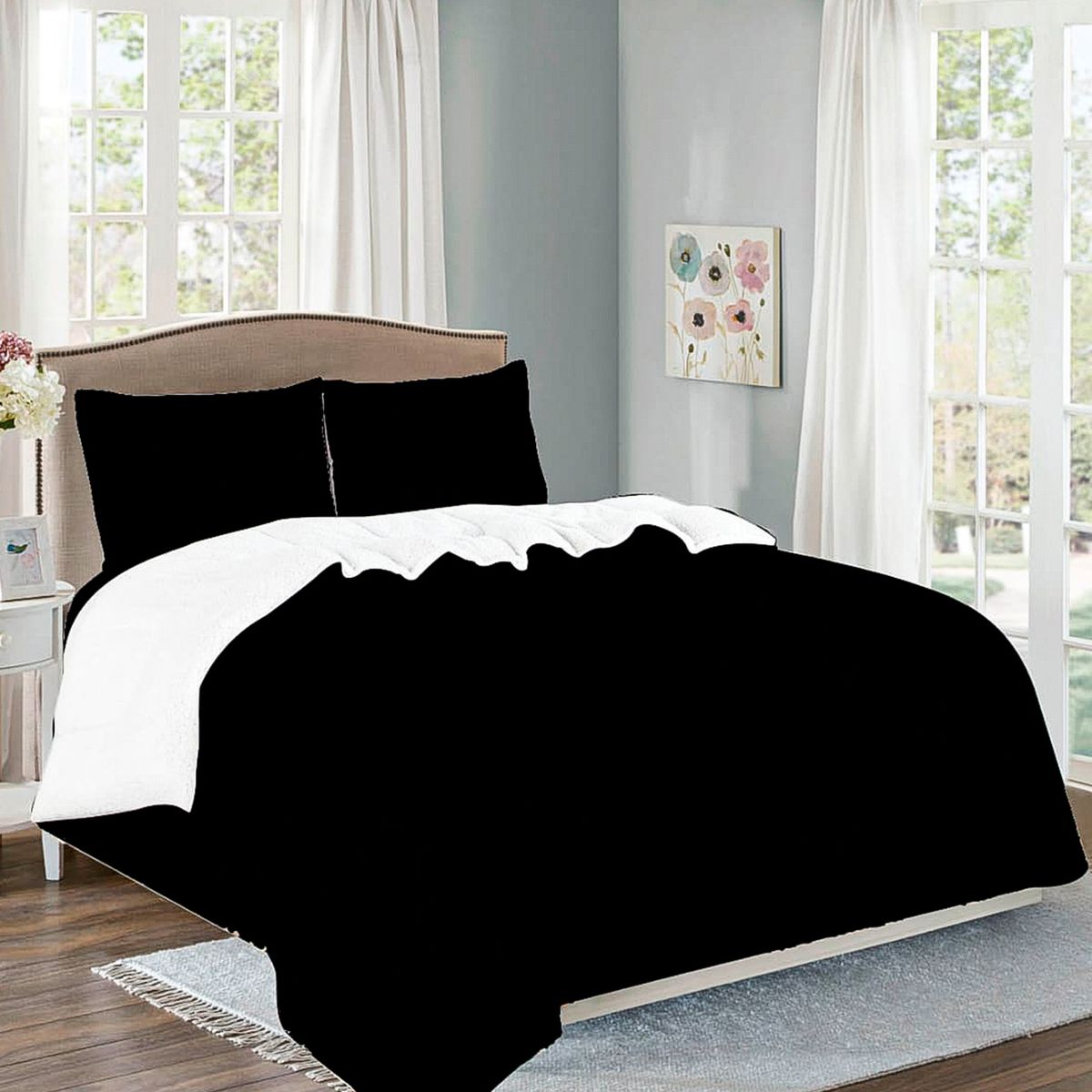 CASATEX - Edredón Acolchado Tela Carnero  100% Algodón 2 Plazas - NEGRO