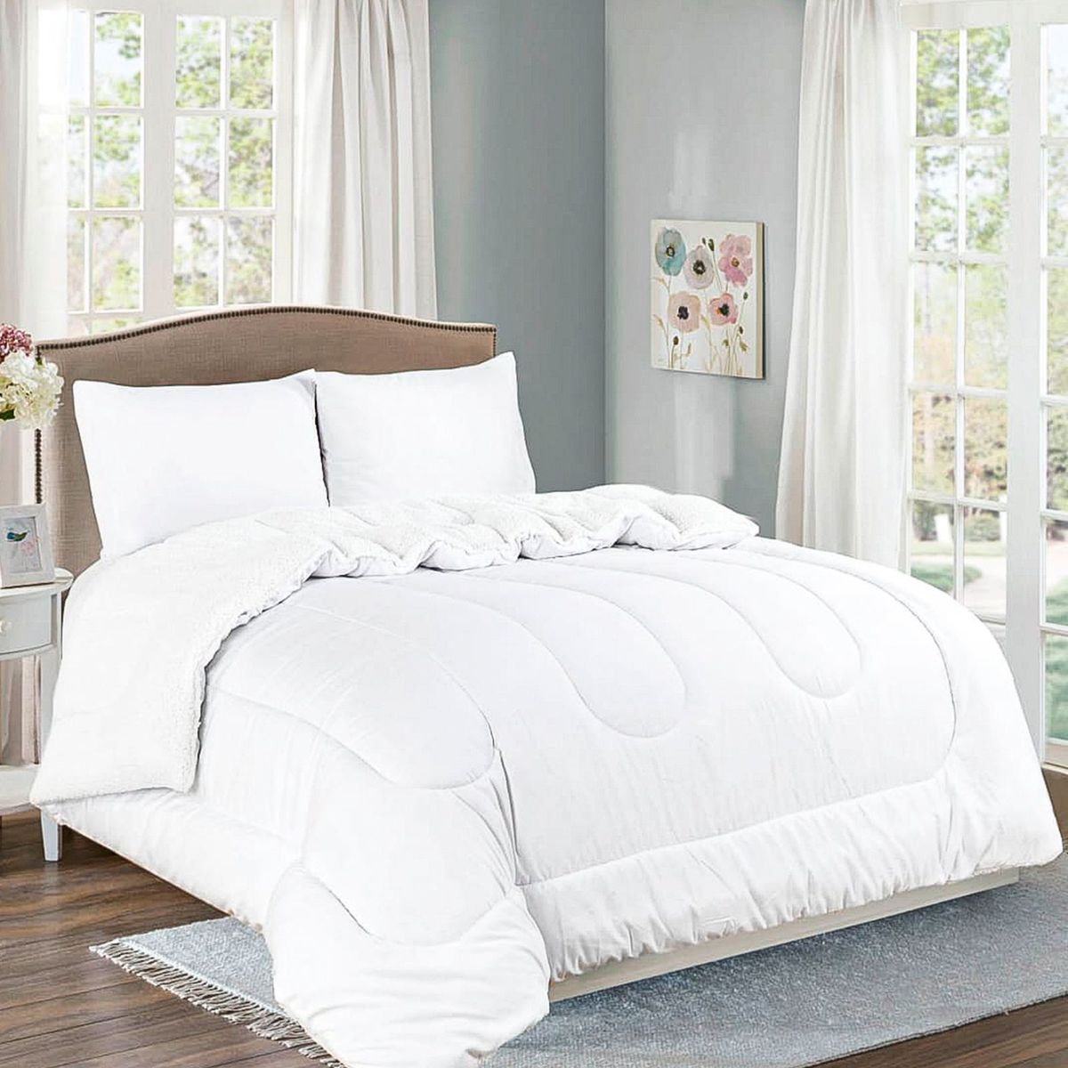 CASATEX - Edredón Acolchado Tela Carnero  100% Algodón 2 Plazas - BLANCO