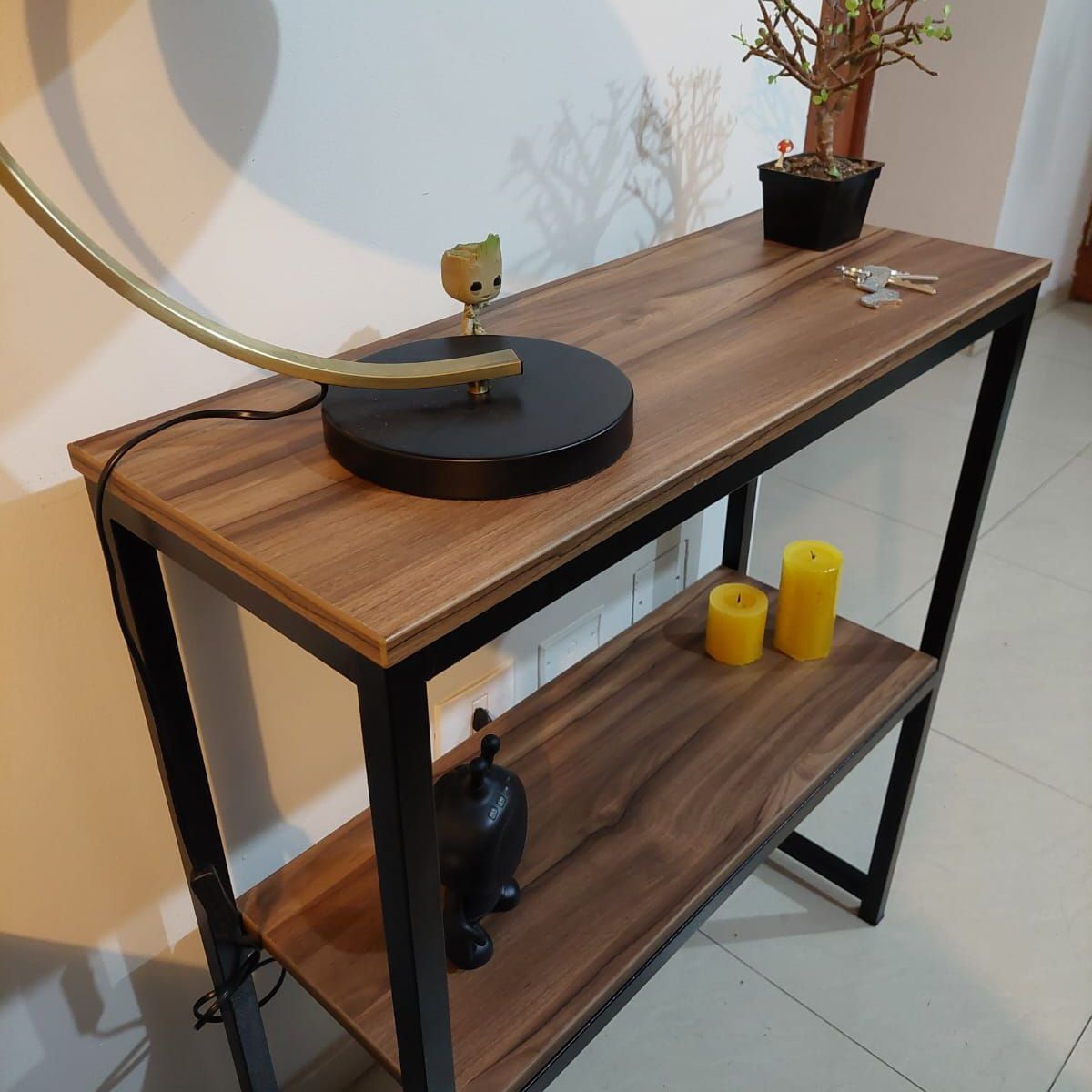 GENERICO - Recibidor  Moderno 2 Niveles Metal Y Marrón