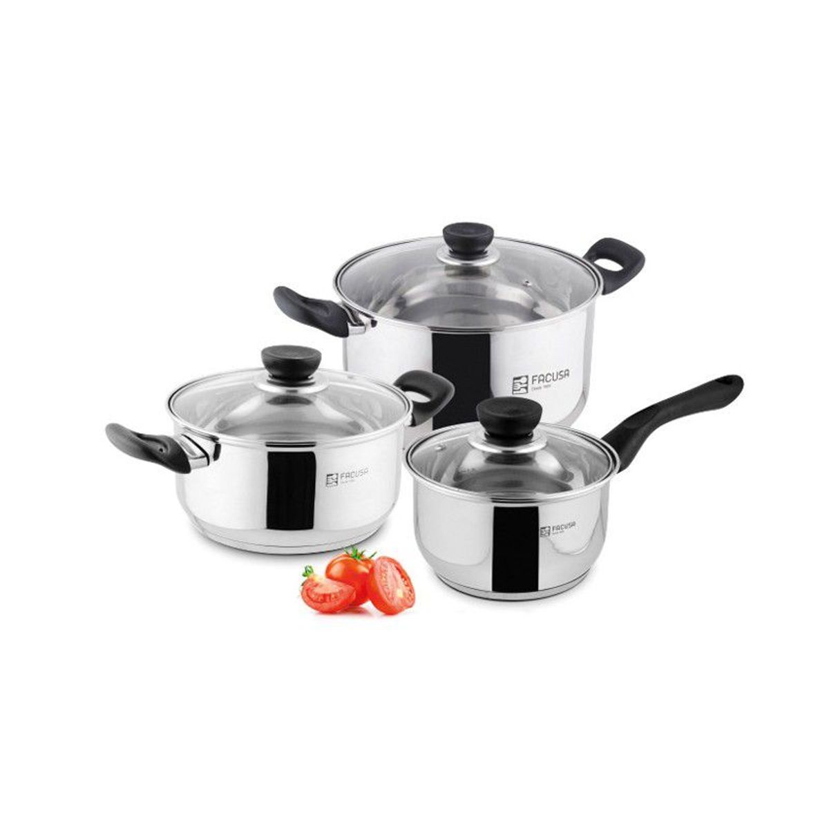 FACUSA - Juego de Ollas Facusa 6 Piezas con tapa de vidrio