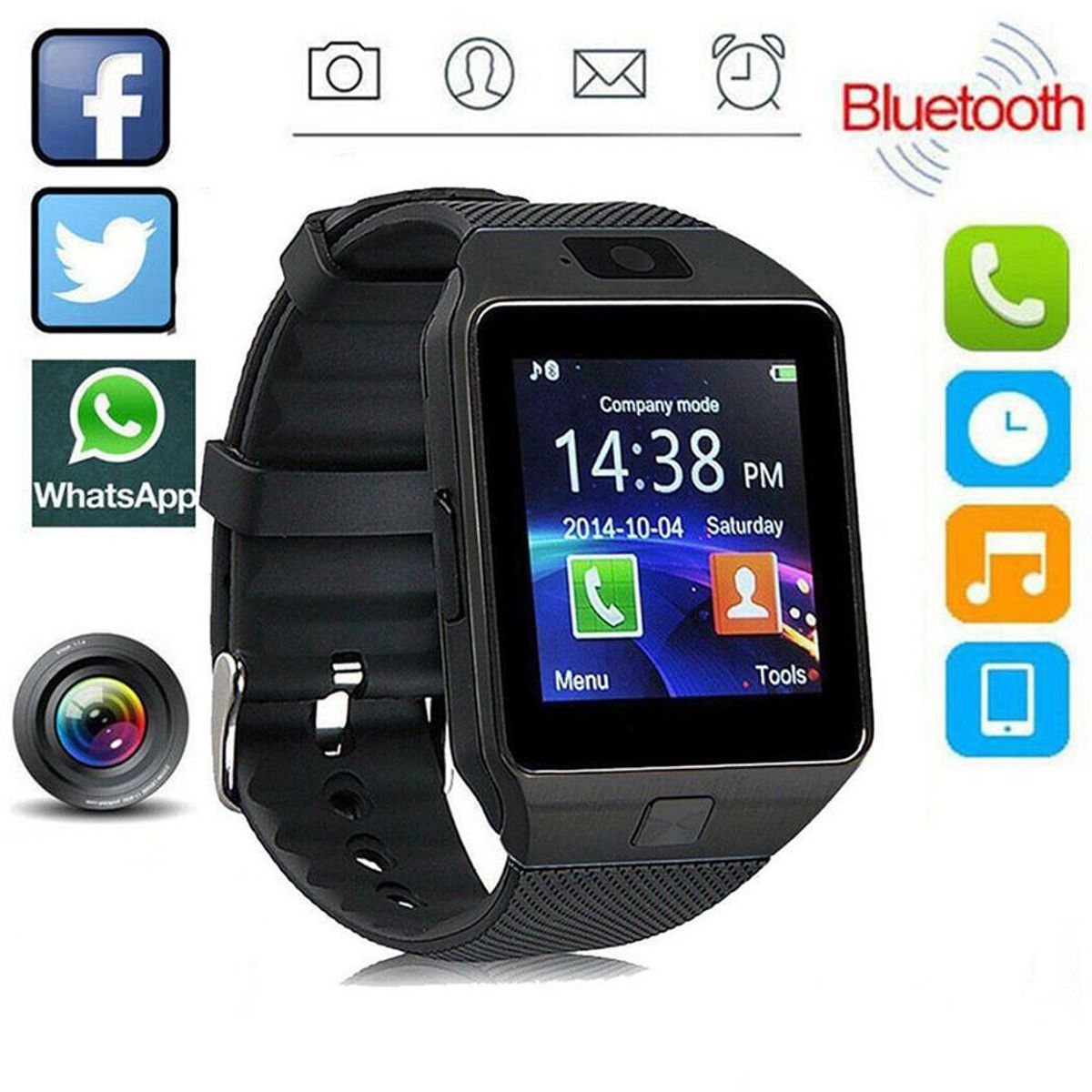 VATYERTY - Smart watch dz09 bluetooth táctil con chip / cámara - negro