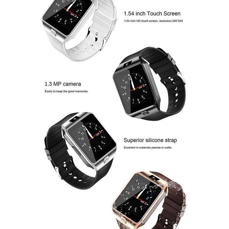 Smart watch dz09 bluetooth táctil con chip cámara negro