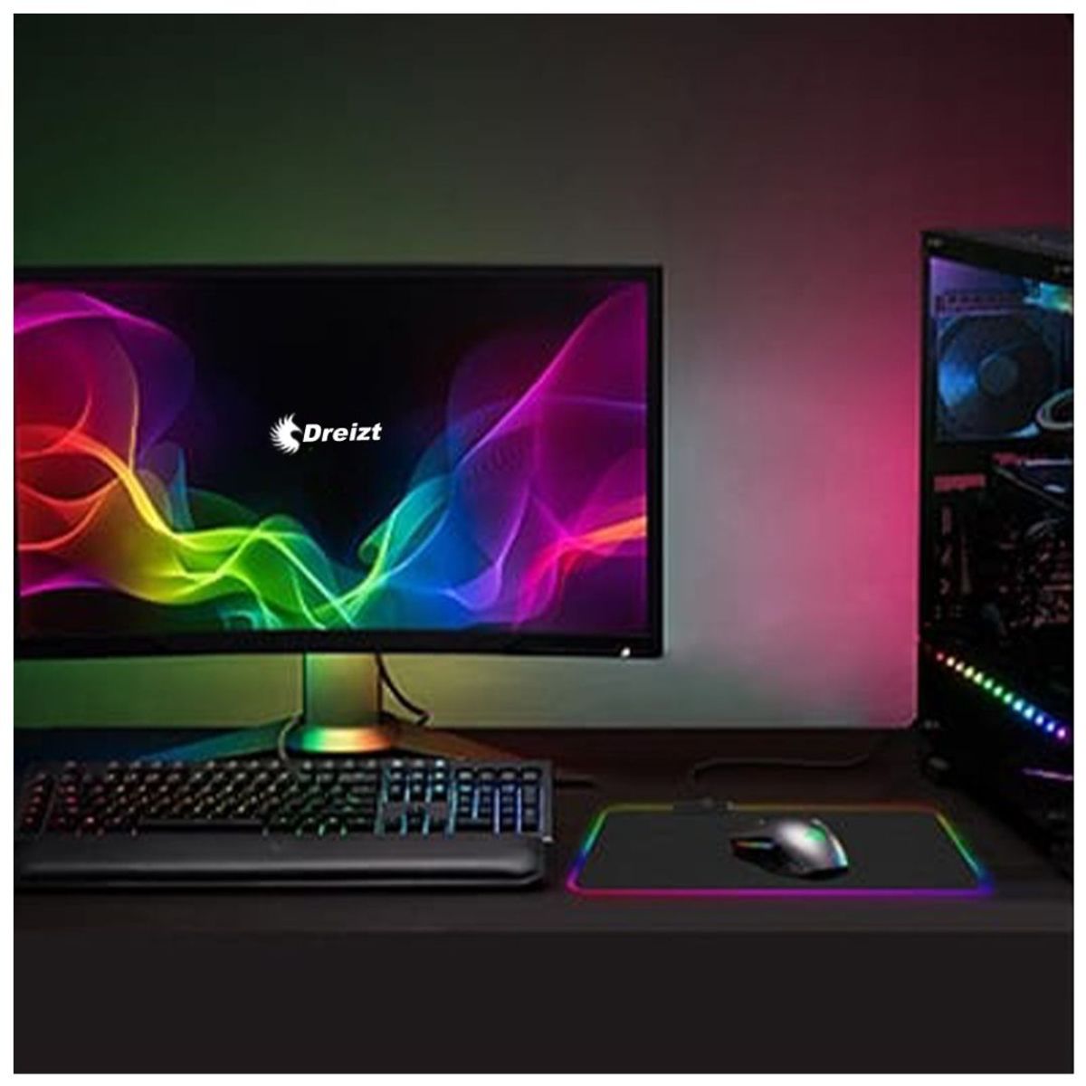 DREIZT - Mousepad Gamer RGB Multicolor 30cm x 25cm