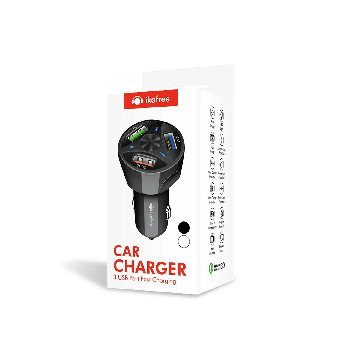 GENERICO - Car Charger 3 USB Fast Port - Ikafree