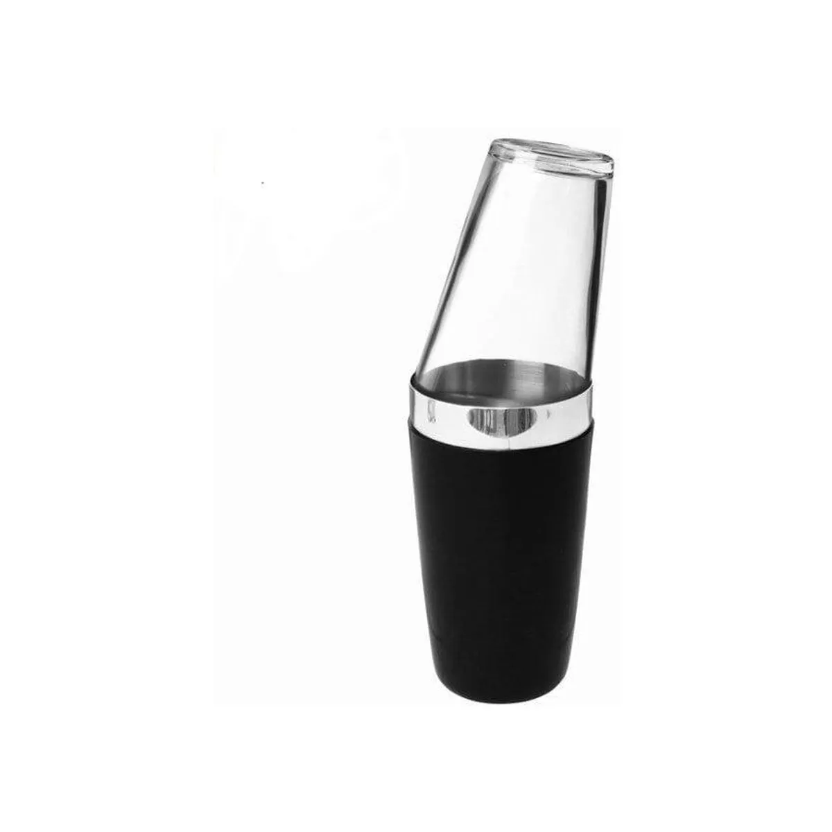 WINCO - Coctelera boston con forro negro mas vaso de vidrio.