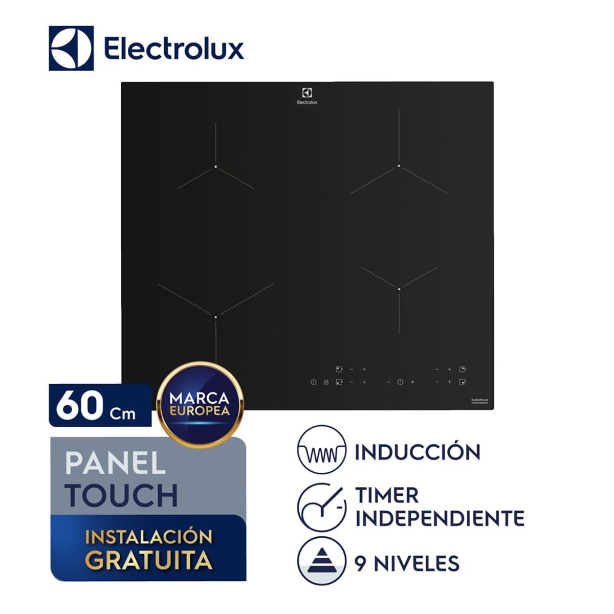 ELECTROLUX - Encimera Empotrable de Inducción 4 Zonas Electrolux ETII60F7EOB