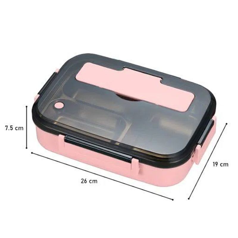 GENERICO - Lonchera Táper de Comida 4 o 3 Divisiones Rosada