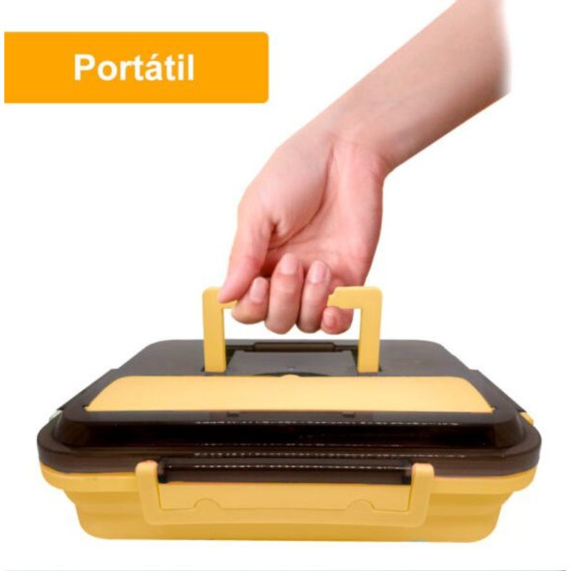 GENERICO - Lonchera Táper de Comida 3 o 4 Divisiones Amarillo