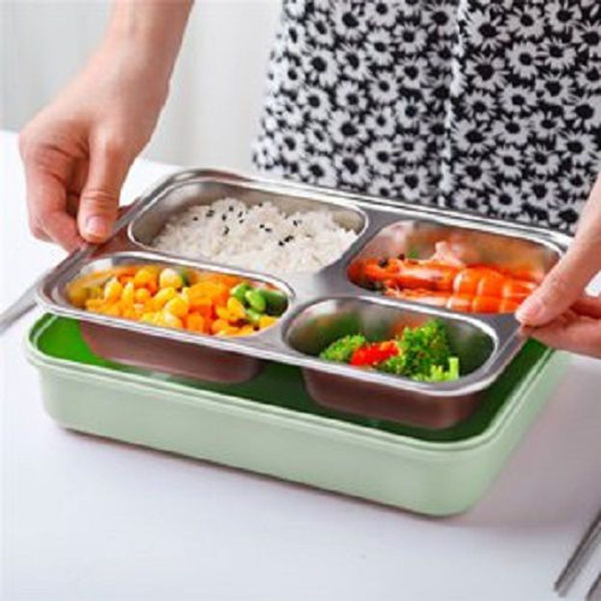 GENERICO - Lonchera Táper de Comida 3 o 4 Divisiones Amarillo