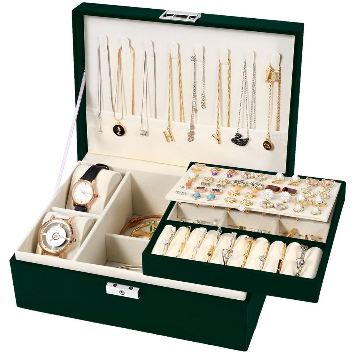 MINARI - Joyero Organizador de Joyas Relojes Anillos Cofre Elegante V J132