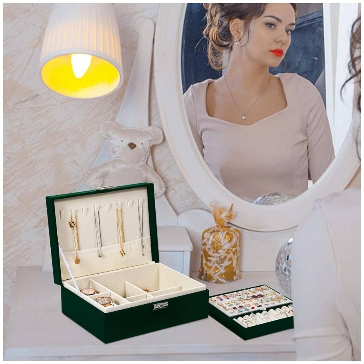 MINARI - Joyero Organizador de Joyas Relojes Anillos Cofre Elegante V J132