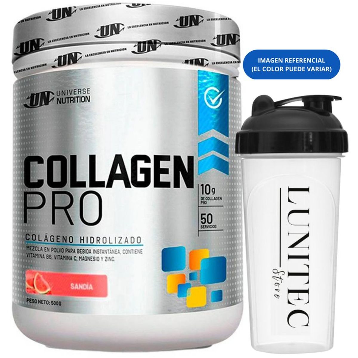 UNIVERSE NUTRITION - Colágeno Universe Nutrition Collagen Pro 500 gr Sandía + Shaker