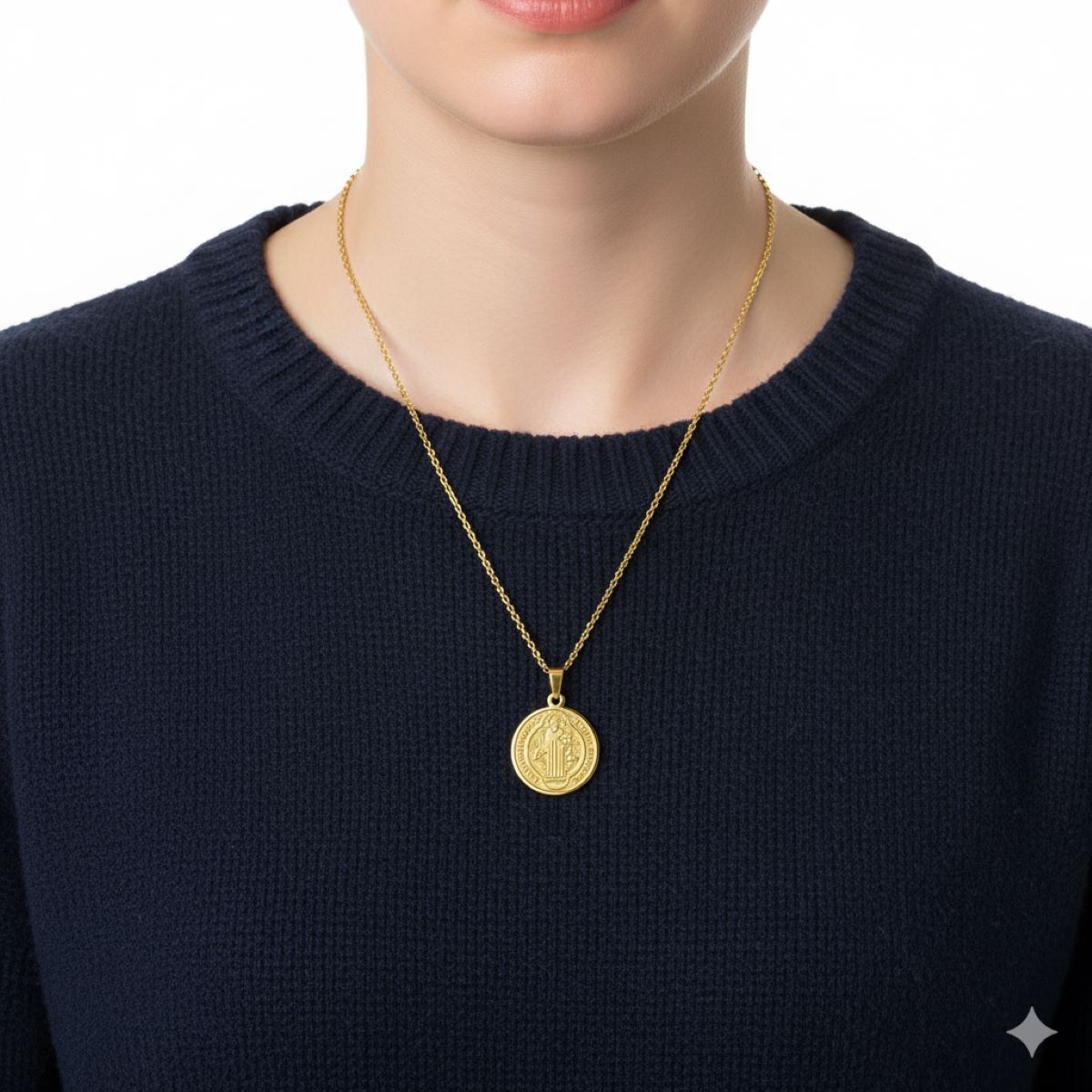 SANTORAL - Dije de San Benito y Cadena - Acero