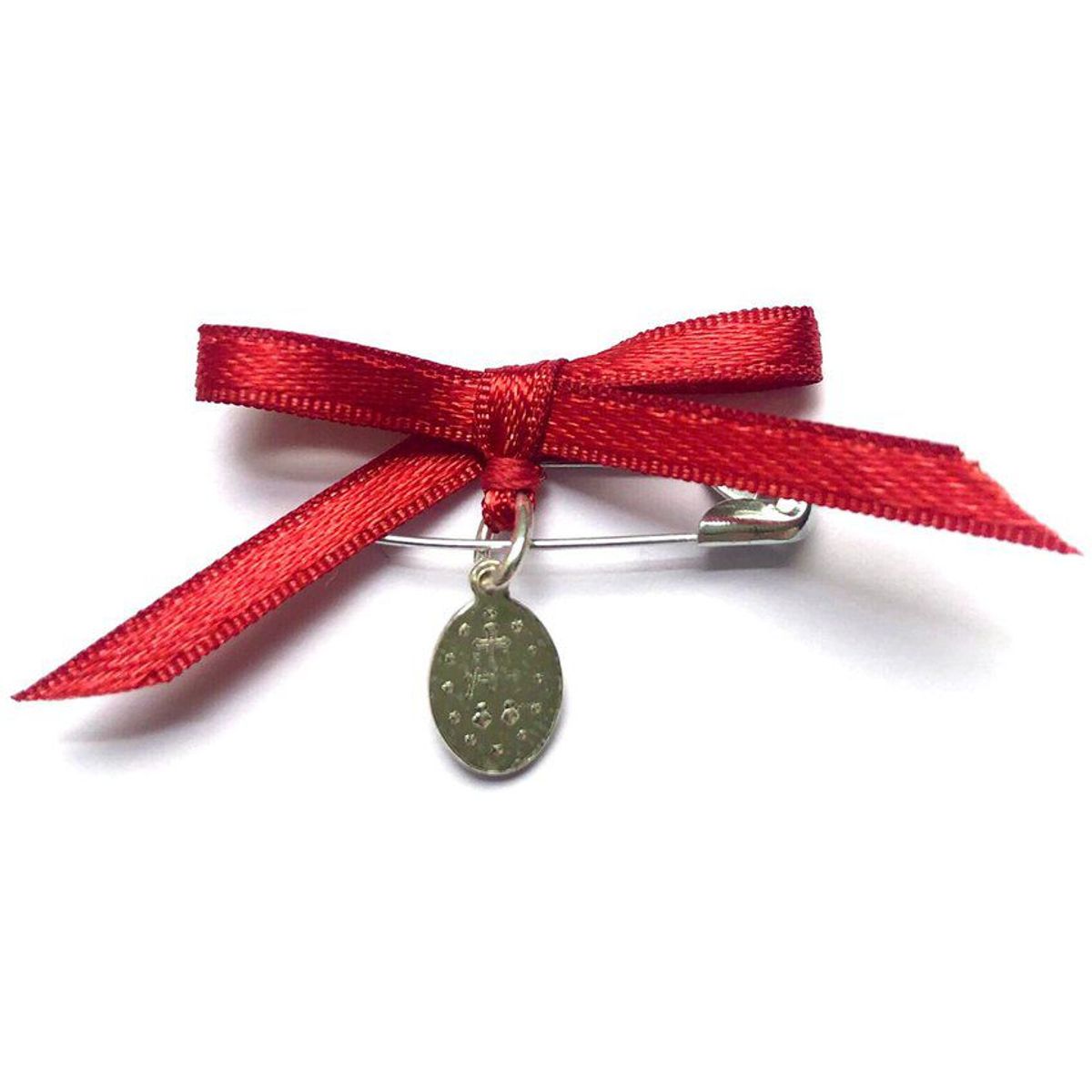 SANTORAL - Virgen de la Medalla Milagrosa en Plata  - Imperdible - Rojo