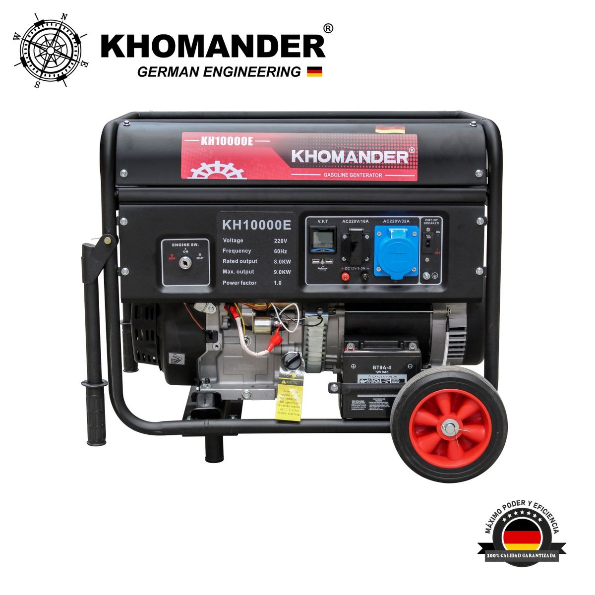 KHOMANDER - GENERADOR GASOLINERO 9000W  220V - KHOMANDER - A. ELECTRICO Y MAN.