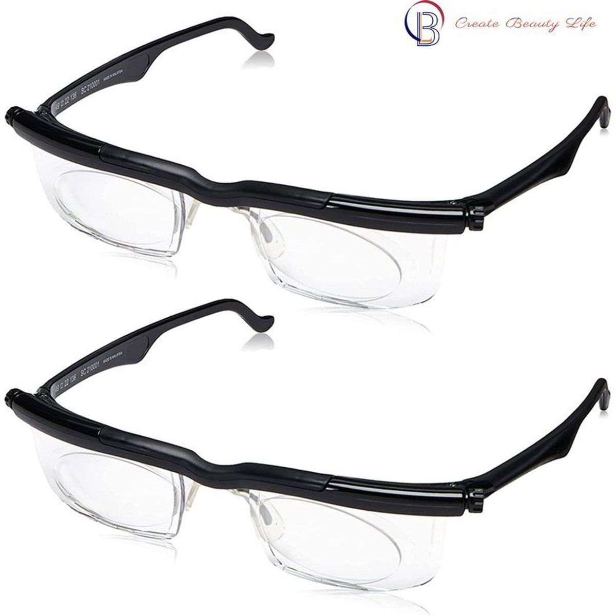PUREPOWER - 2 pcs gafas de lectura ajustables focus hombres mujeres  -6d a + 3d