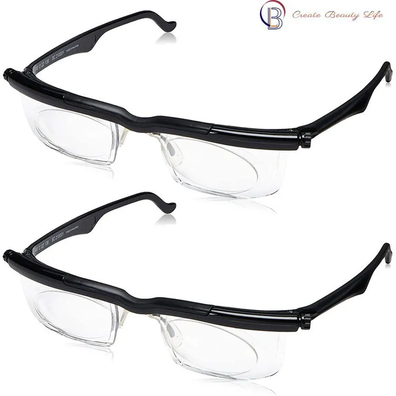 PUREPOWER - 2 pcs gafas de lectura ajustables focus hombres mujeres  -6d a + 3d