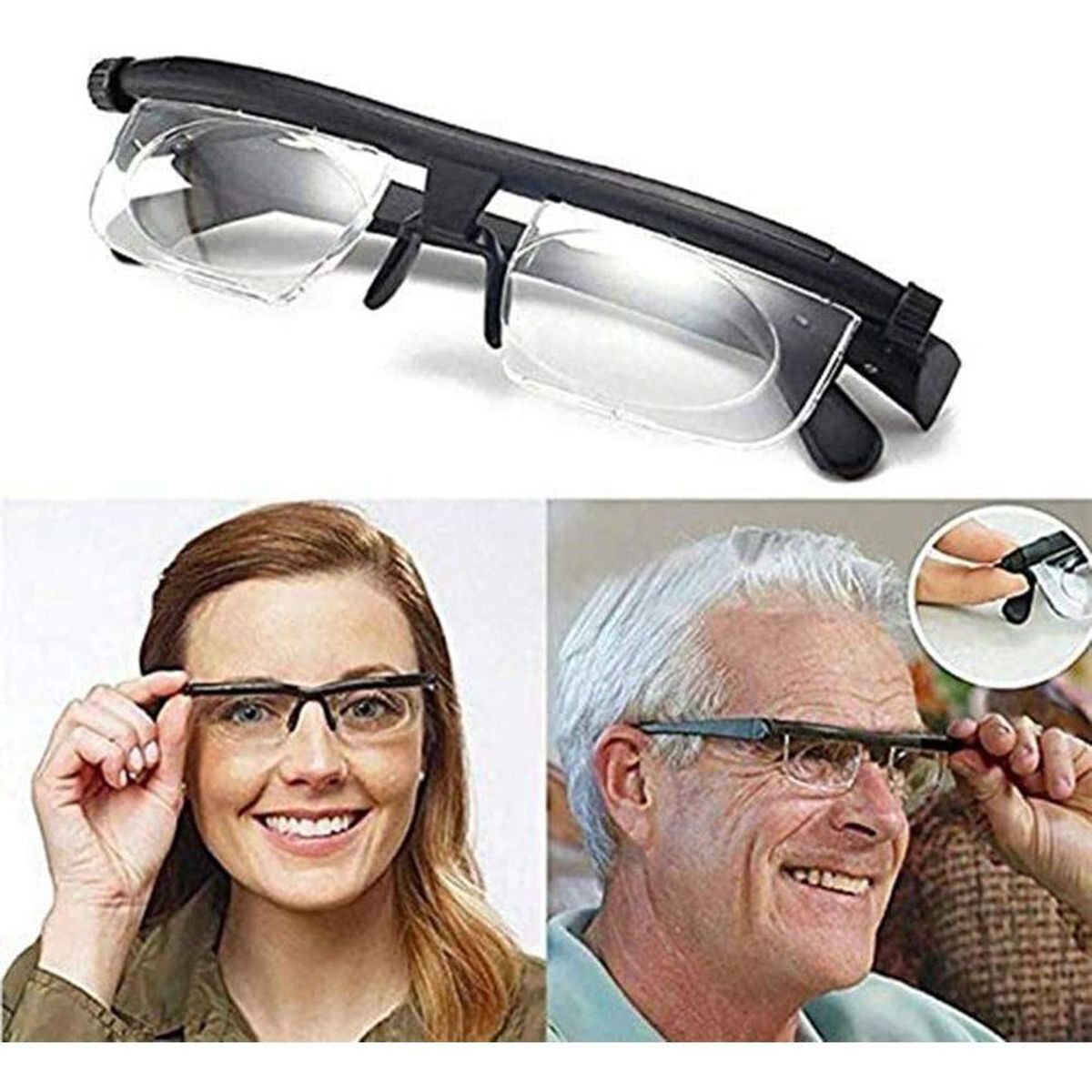 PUREPOWER - 2 pcs gafas de lectura ajustables focus hombres mujeres  -6d a + 3d