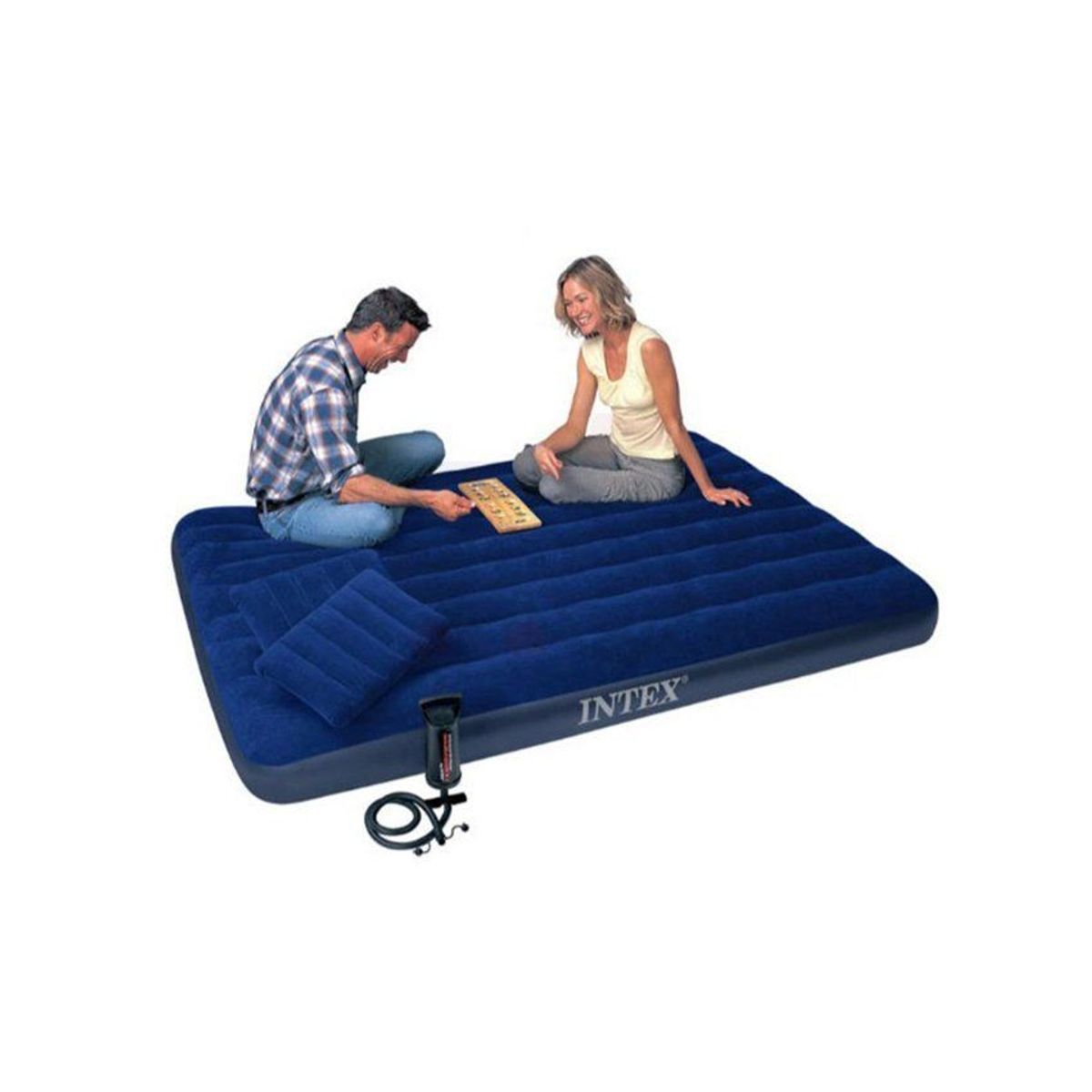 INTEX - Colchon inflable con 2 almohadas e inflador(152x203x25cm)