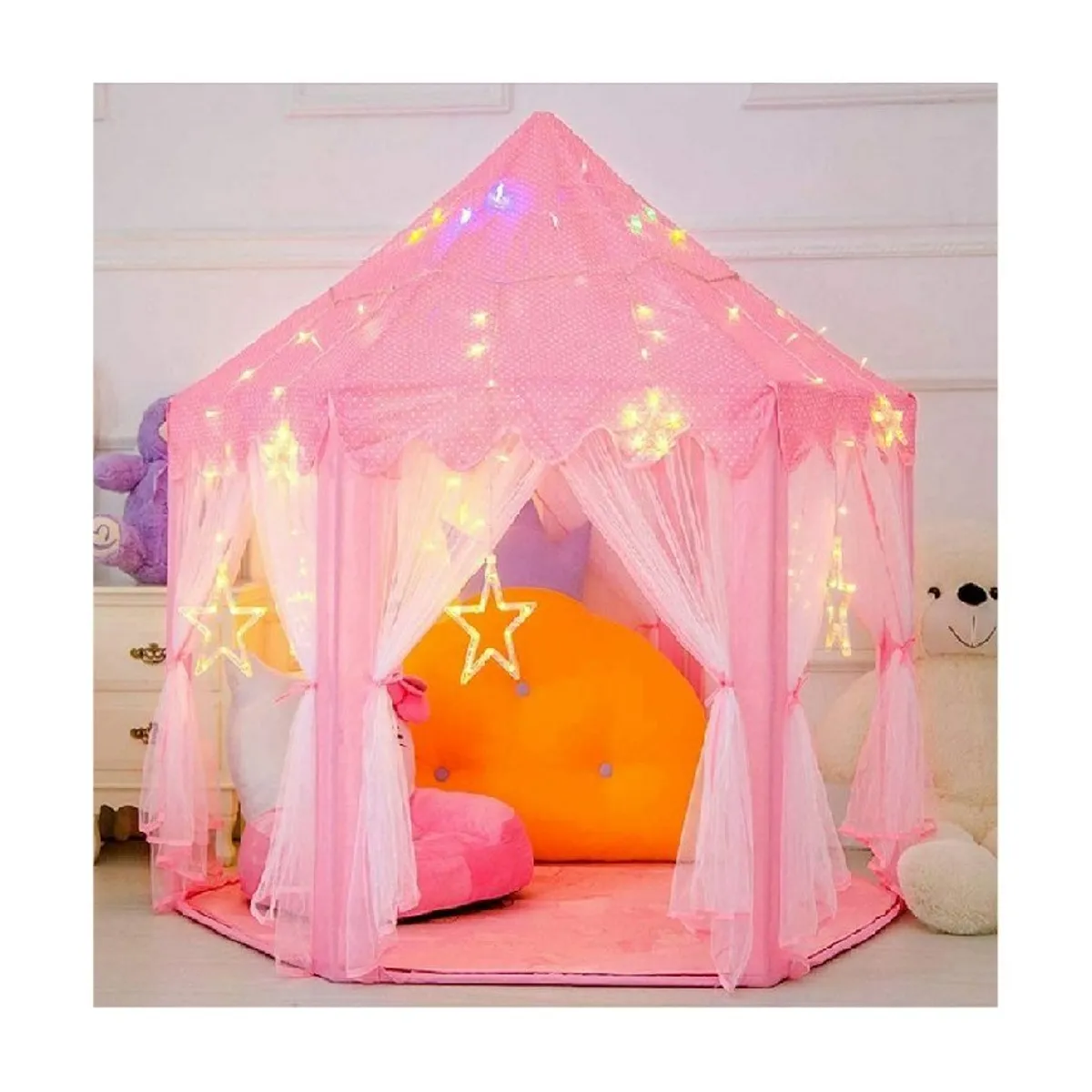 GENERICO - Carpa castillo princesa con luces modelo tul